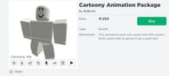 The Cartoony Animation Package on the Roblox Avatar Shop (Image via Roblox.com)