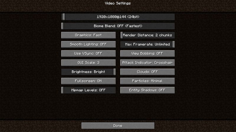 Best settings for improved FPS in Minecraft (Image via GamingSmart)