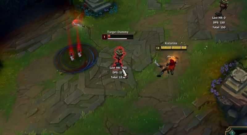 Katarina&#039;s Q allows her daggers to bounce-off and drop at a certain fixed location in normal conditions (Screengrab via Katlife YouTube channel- League of Legends)