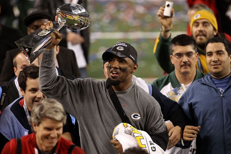 Charles Woodson celebrates his first Super Bowl Championship