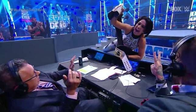 Bayley certainly missed Michael Cole at the event
