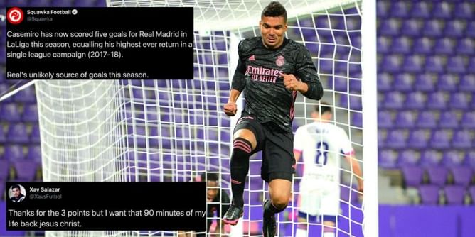 Twitter reacts as Casemiro header fires Real Madrid to 1-0 win against Real Valladolid