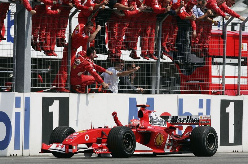 Michael Schumacher was head and shoulders above everyone while driving in wet weather conditions.