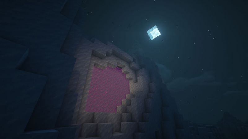 A massive portal encased in ice (Image via Minecraft)