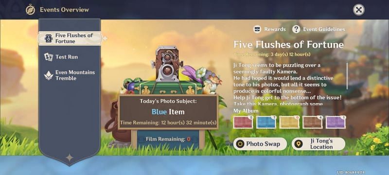 Blue Item locations for the Five Flushes of Fortune event