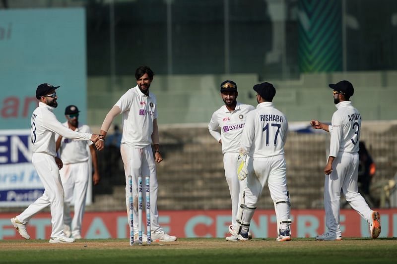 Ishant Sharma celebrates a wicket with teammates. Pic: BCCI