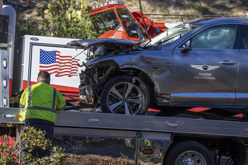 The state of Tiger Woods&#039; car after the Rollover Crash. Photo by David McNew/Getty Images