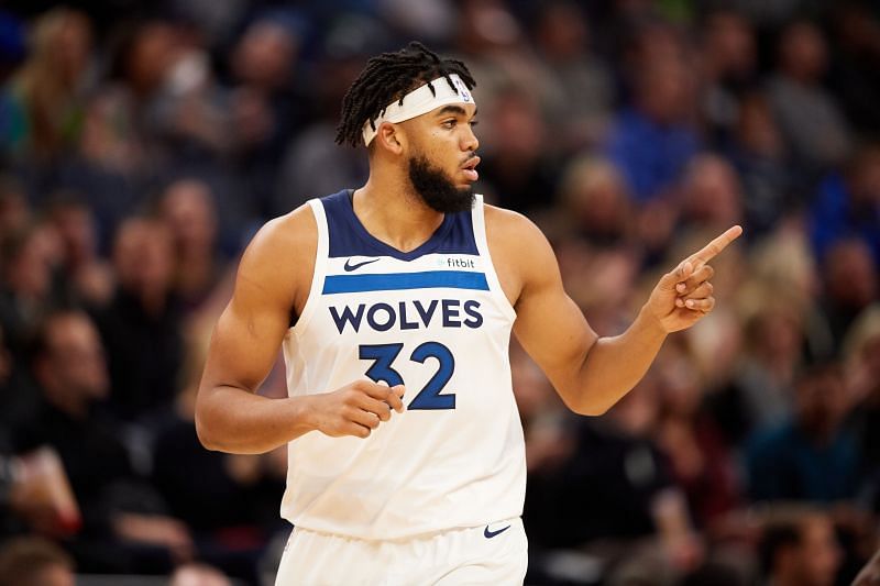 Karl-Anthony Towns #32 of the Minnesota Timberwolves
