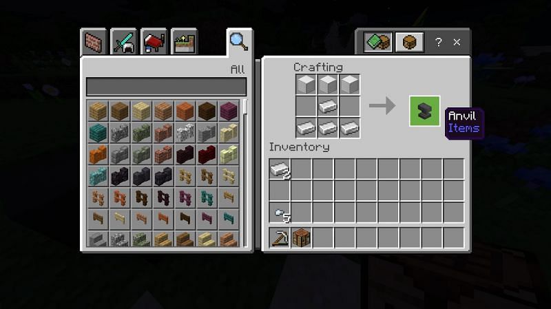 anvil recipe minecraft 1.7.10