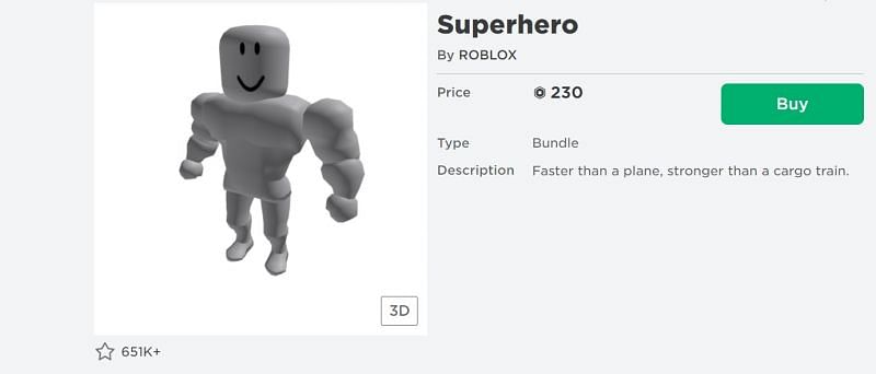 The Superhero Body Parts Bundle on the Avatar Shop (Image via Roblox.com)