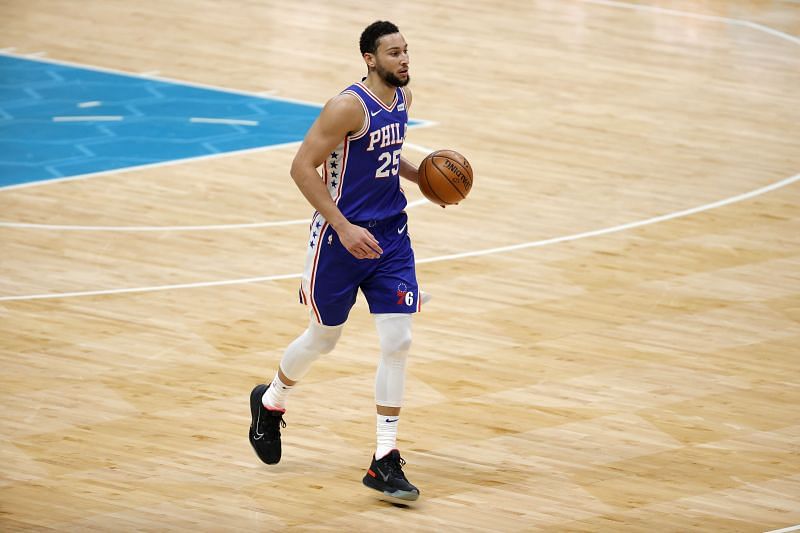 Ben Simmons brings the ball up the court for the Philadelphia 76ers