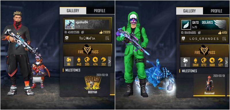 Free Fire IDs of Ajjubhai and El Gato