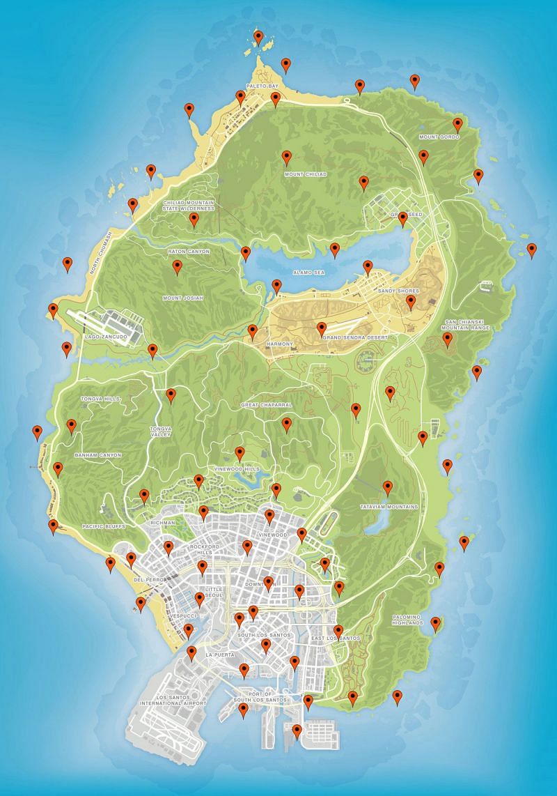 Locations of the Peyote Plant on the map (Image via GamesRadar)