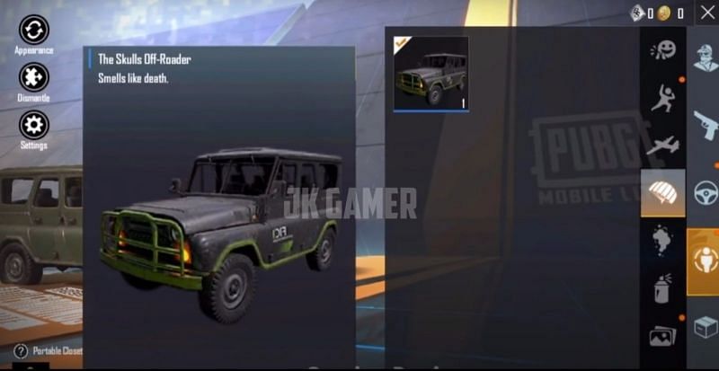 Skulls Off-Roader (Image via JK Gamer - PUBG Mobile Lite / YouTube)