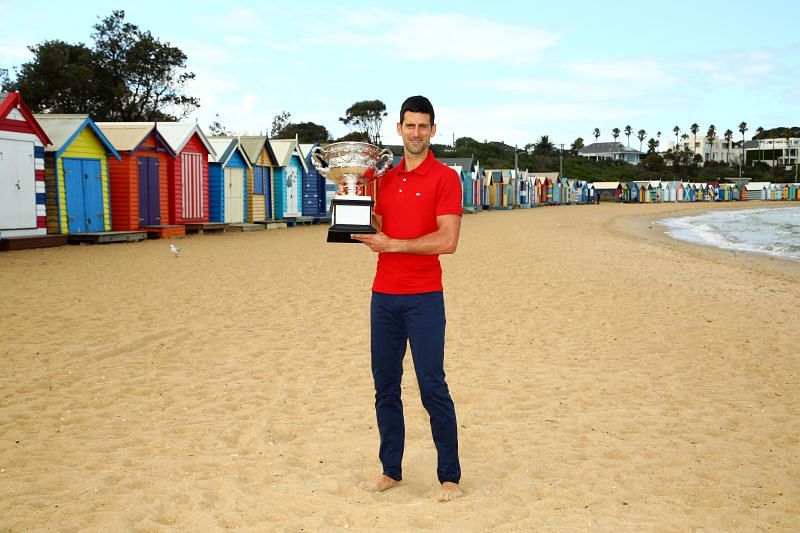 Novak Djokovic with his 2021 Australian Open title