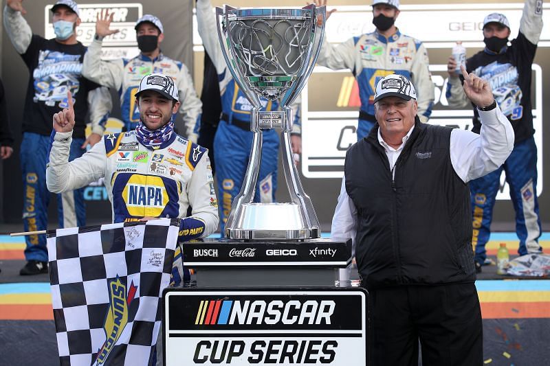 Chase Elliott and NASCAR team owner Rick Hendrick