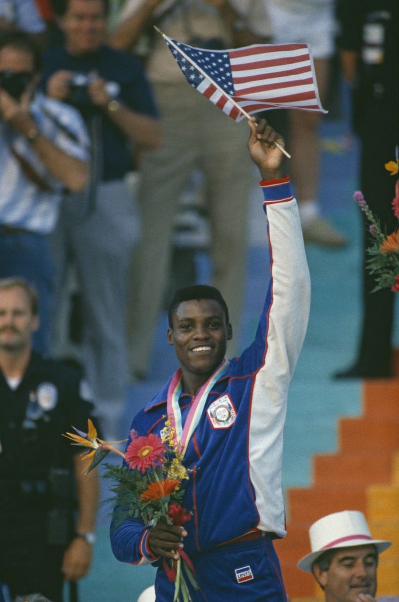 American Carl Lewis at the Olympic Games, Los Angeles, August 1984