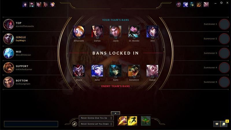 League of Legends allows teams to only ban out 10 champions from their roster (Image via DOT Esports)