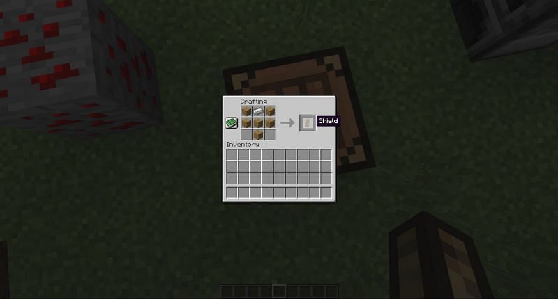 crafting a shield in Minecraft