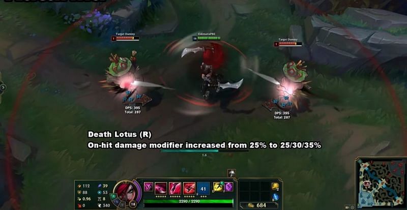 Katarina&#039;s Death Lotus with increased damage (Image via Eldimatrix - League of Legends)