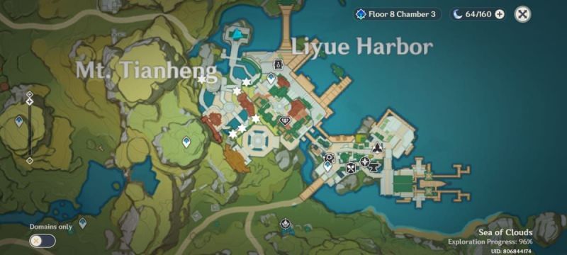 Silk flower locations in Liyue Harbor (Image via HoYoverse)