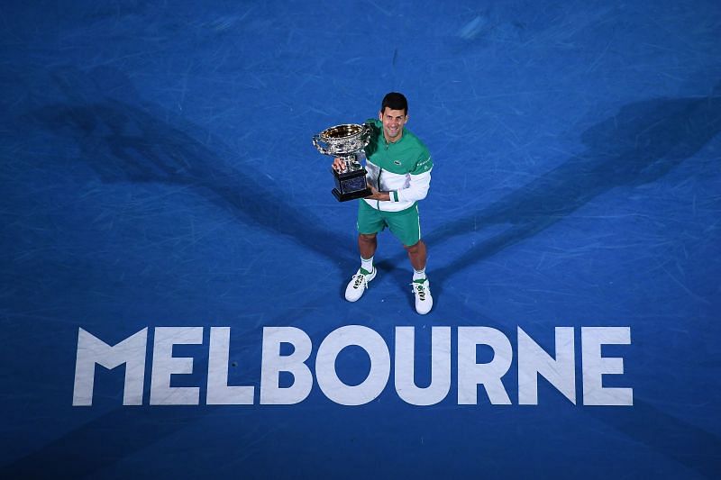 Novak Djokovic with his 9th Australian Open title