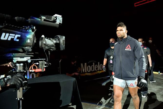 How did Alistair Overeem get his lip destroyed in a UFC heavyweight bout?