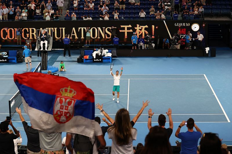 Novak Djokovic soaking in the crowd&#039;s adulation