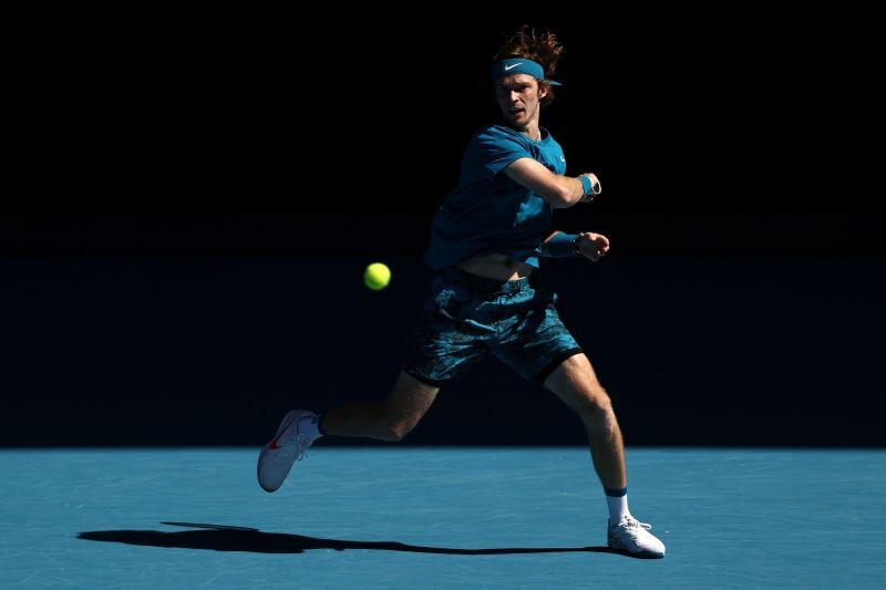 Andrey Rublev during his third round match at the 2021 Australian Open