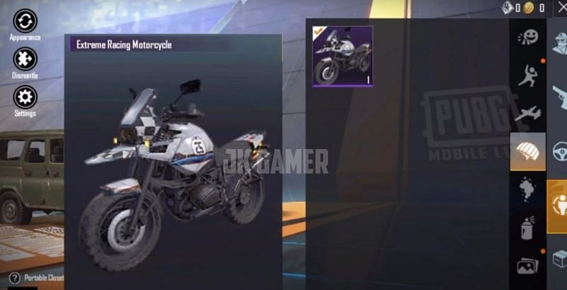 Extreme Racing Motorcycle (Image via JK Gamer - PUBG Mobile Lite / YouTube)