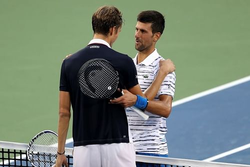 Daniil Medvedev and Novak Djokovic