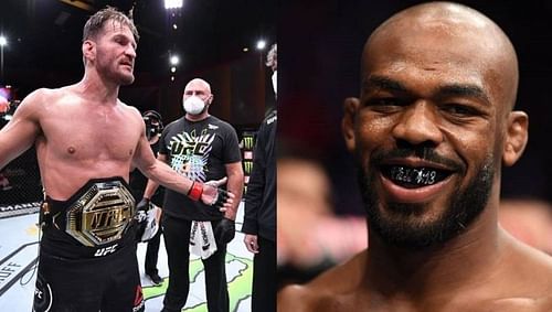 Current UFC heavyweight champion Stipe Miocic (left); Jon Jones (right)