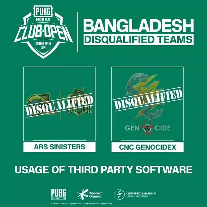 Two teams disqualified from the PUBG Mobile Club Open: Bangladesh for using third party software
