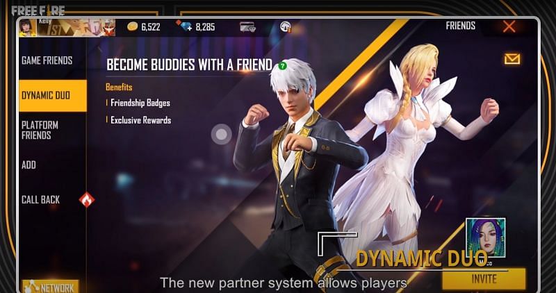 The partner system screen (Image via Garena Free Fire / YouTube)
