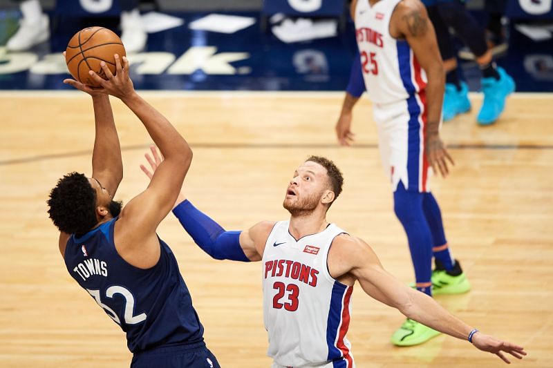 Detroit Pistons&#039; Blake Griffin (R) in action