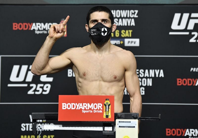 Islam Makhachev at UFC 259 Blachowicz v Adesanya: We.  (Photo by Jeff Bottari/Zuffa LLC). 