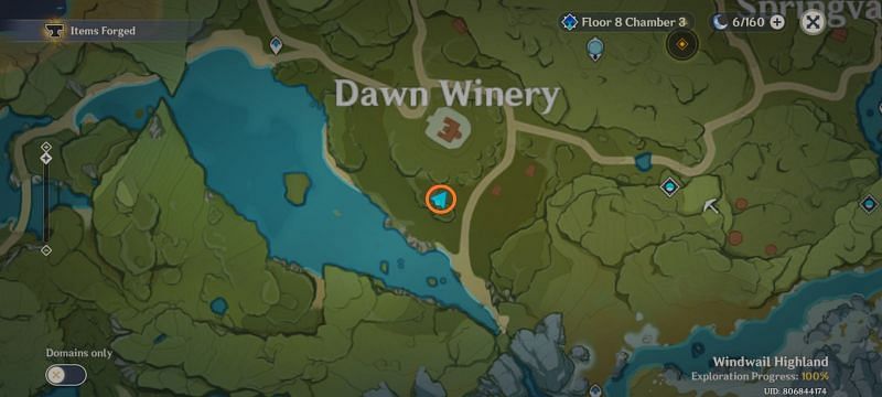 Radish location near Dawn Winery (Image via Genshin Impact)
