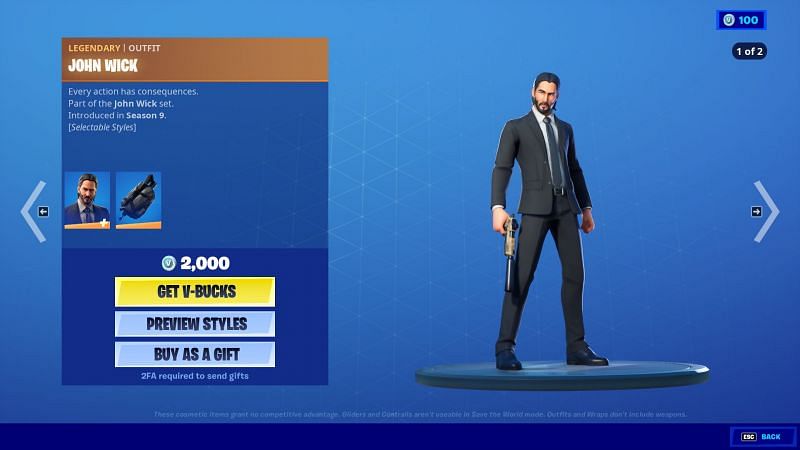 Clean looking John Wick ready for anything (Image Via Epic Games/Fortnite)