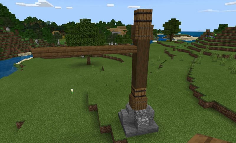 The complete base of the crane (Image via Minecraft)