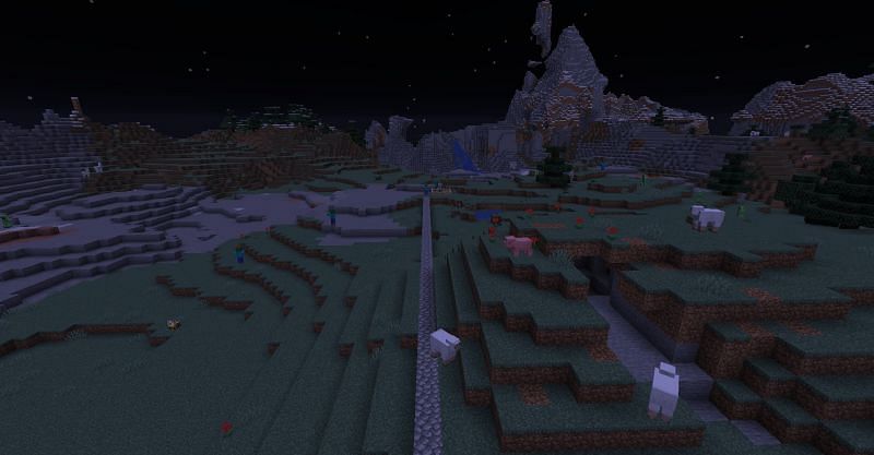 Getting ready to snipe a skeleton from a distance in Minecraft. (Image via Minecraft)