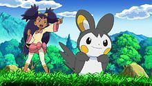 Emolga and Iris (image via The Pokemon Company)