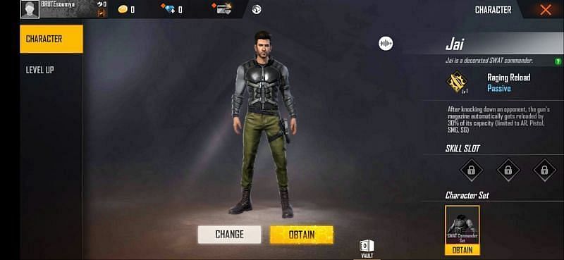 Jai character in Free Fire