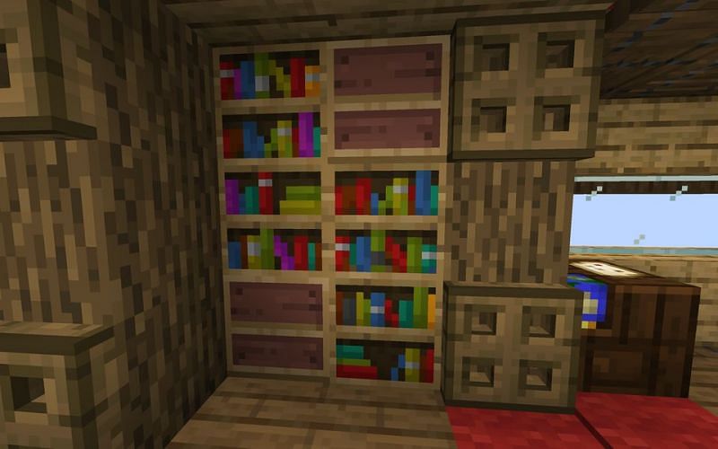 Stylized bookshelf Minecraft (Image via ordergymellipticalmachines.blogspot.com)