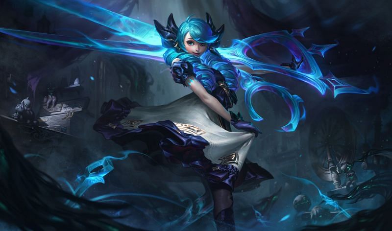 Gwen&#039;s official champion splash art (Image via Riot Games - League of Legends)