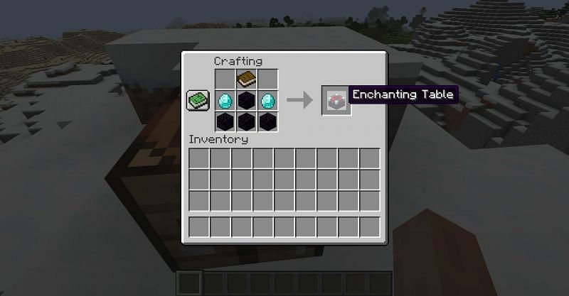 The crafting recipe for an enchanting table in Minecraft. (Image via Minecraft)