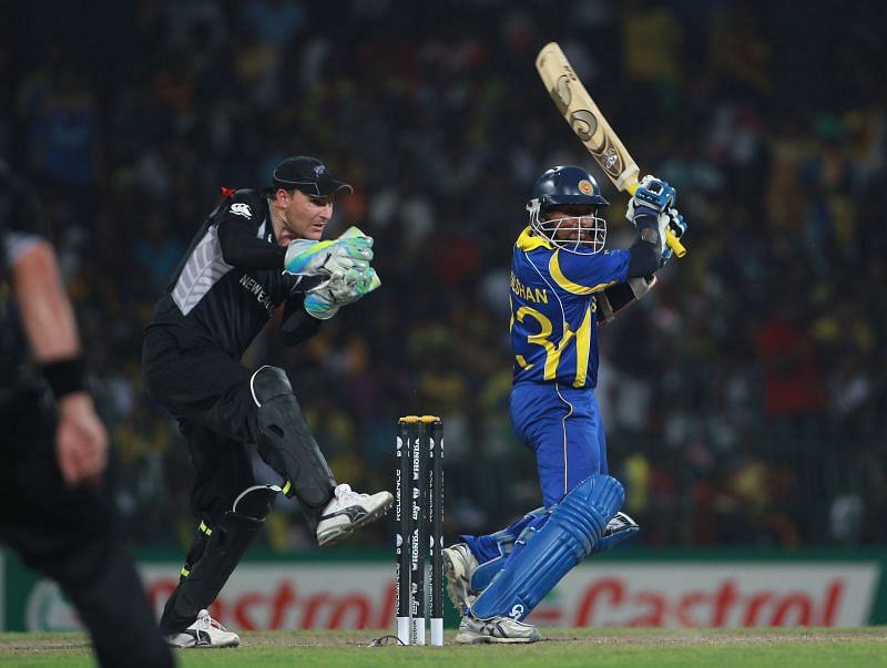 Dilshan in the semi-final against New Zealand in the 2011 Cricket World Cup