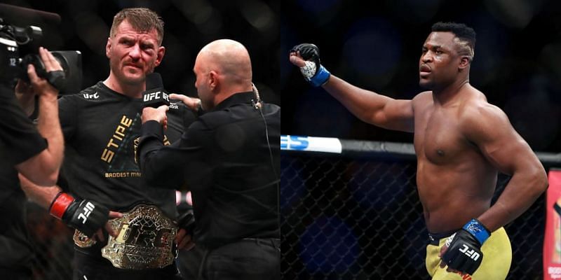 Stipe Miocic (left) and Francis Ngannou (right) headline UFC 260 this weekend.