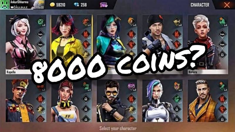 Free Fire players can buy characters from the in-game store using diamonds or gold coins