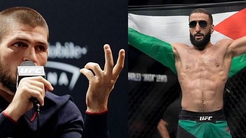 Khabib Nurmagomedov (left); Belal Muhammad (right)