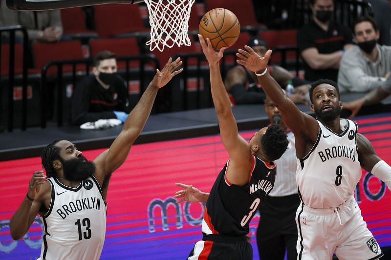 James Harden and Jeff Green on defense